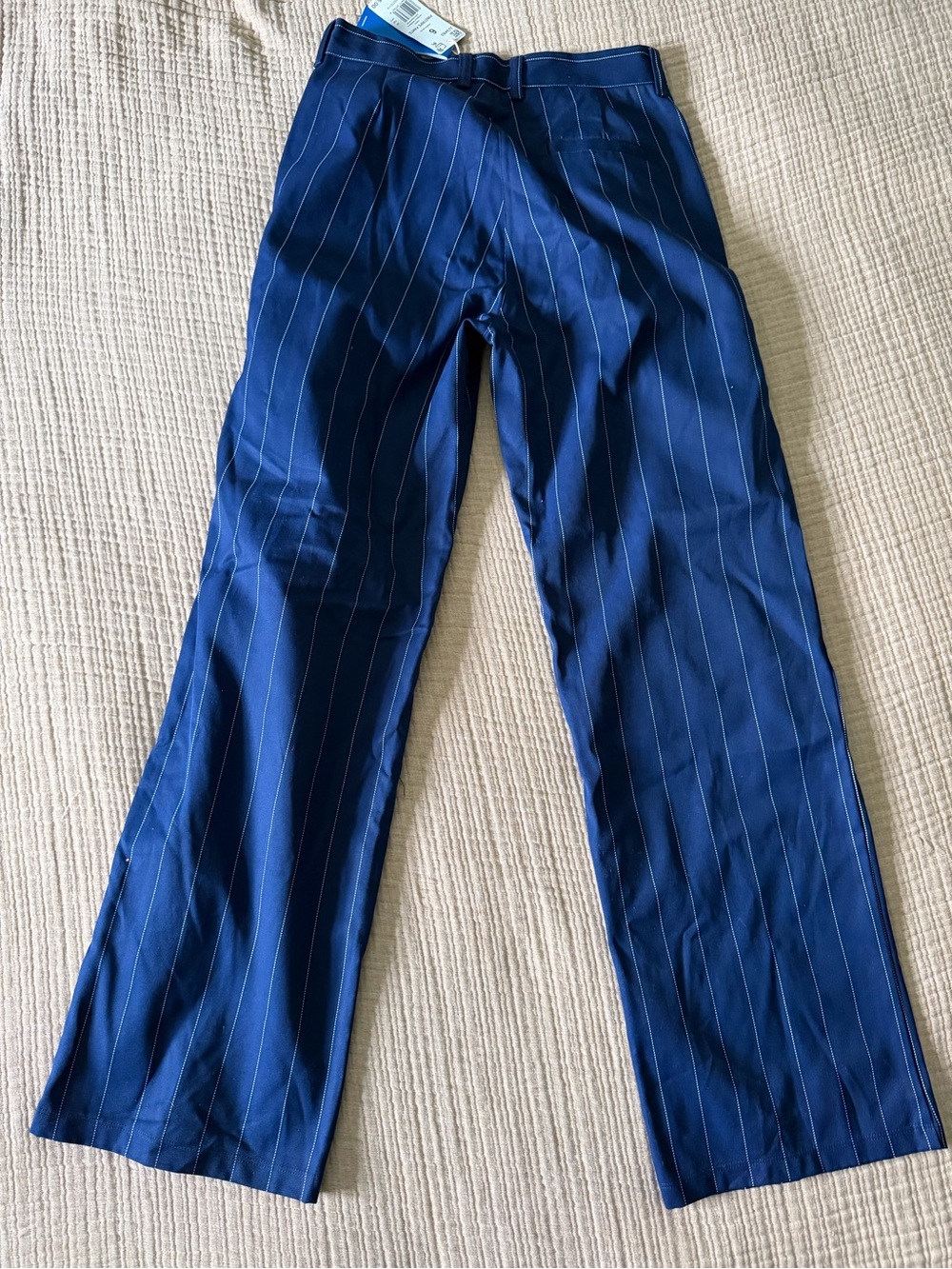 Adidas Navy Pinstripe Twill Loose Pants, Size 6 Women’s Streetwear - Picture 3 of 8
